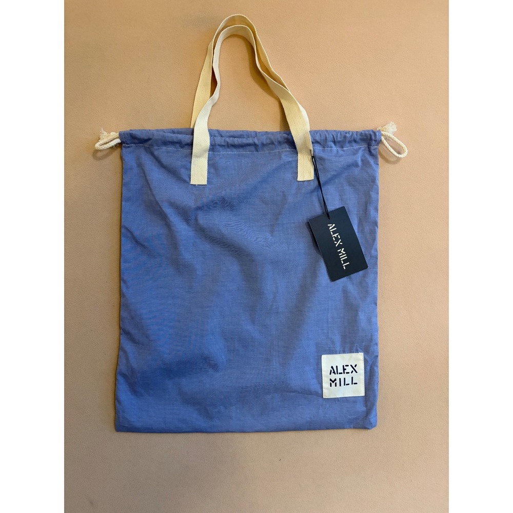 Alex Mill Blue Upcycled ShirtingLaundry Bag Drawstring Tote NWT
